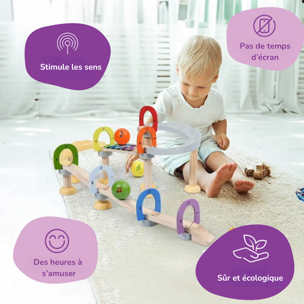 Circuit Musical à Billes Montessori – L’éveil sensoriel qui fait mouche