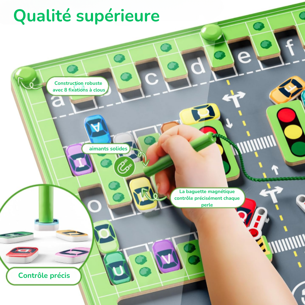 Labyrinthe de Voitures Alphabet Montessori – Apprendre les Lettres en S'Amusant
