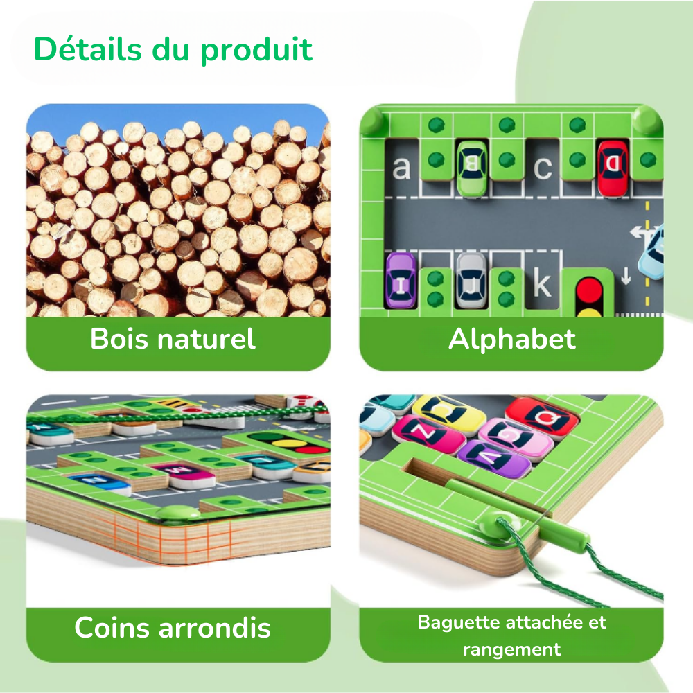Labyrinthe de Voitures Alphabet Montessori – Apprendre les Lettres en S'Amusant