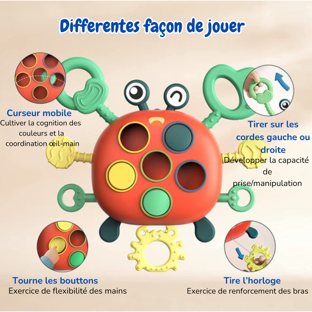Jouet à Tirer Crabe Montessori – Un Compagnon Ludique pour l'Éveil de Votre Enfant