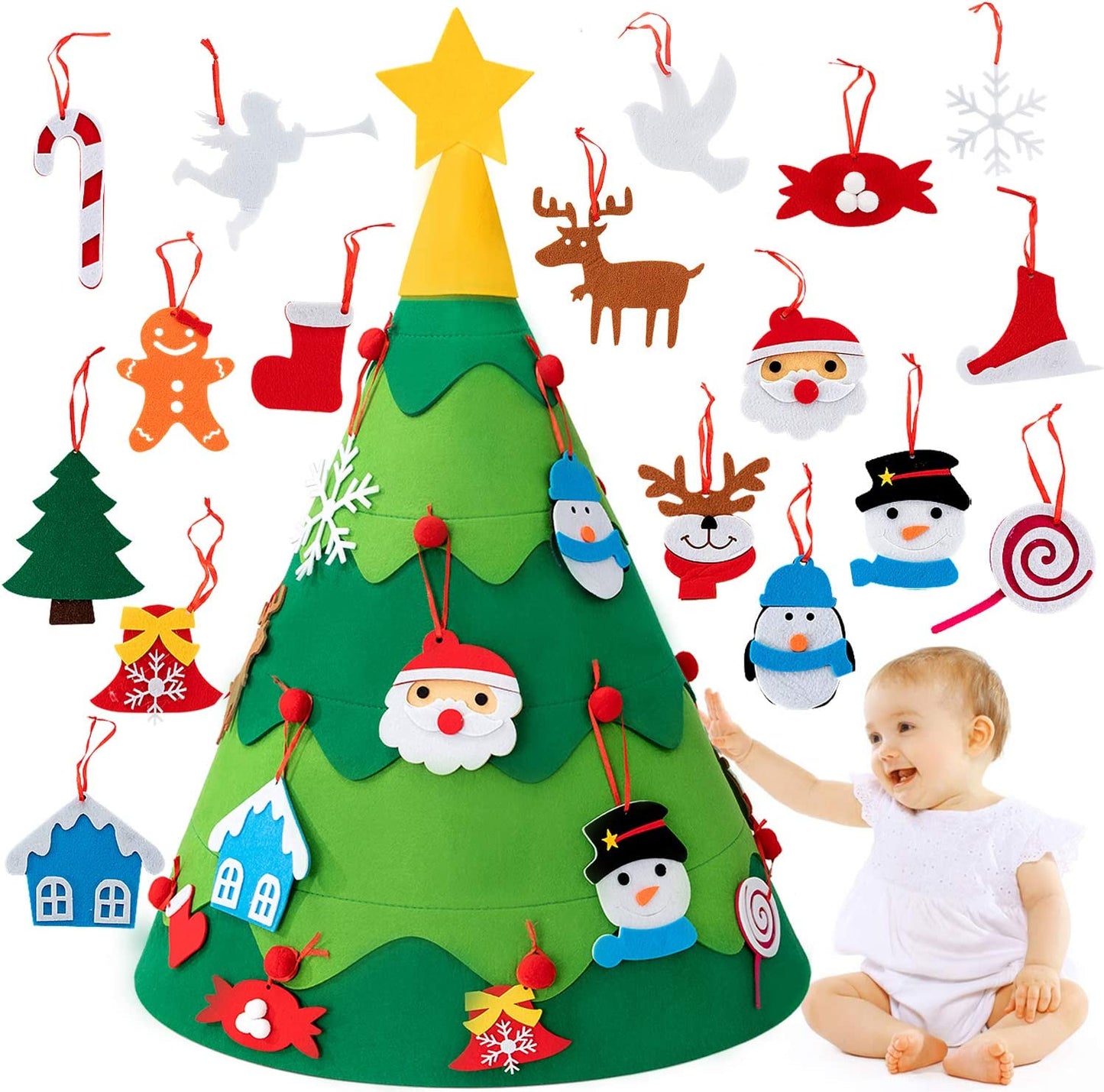 Sapin de Noël en Feutrine Montessori – Décoration Festive et Éducative pour les Tout-Petits