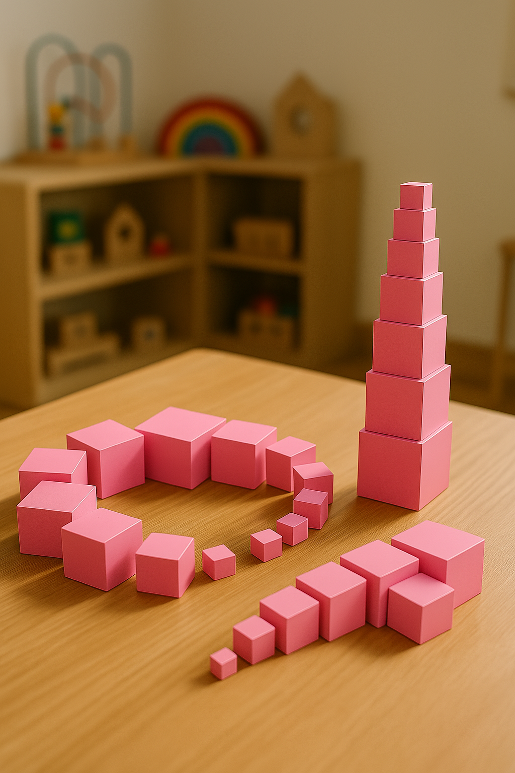 La Tour Rose Montessori – Découverte Ludique des Notions de Taille et d'Ordre