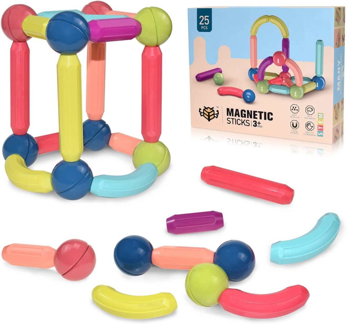 Bâtonnets de Construction Magnétiques Montessori – Construire, Imaginer, Apprendre
