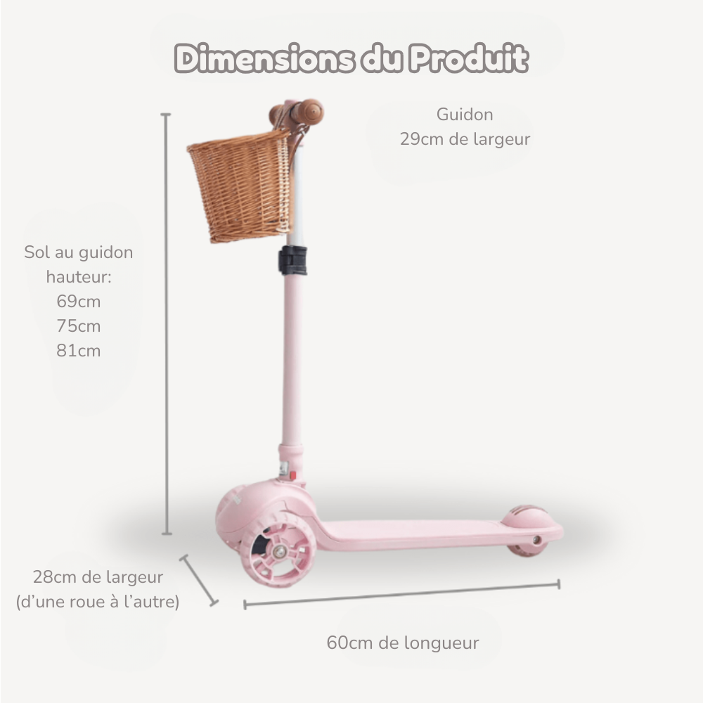 Trottinette 3 Roues avec Panier en Osier – Pour des Balades Enchantées