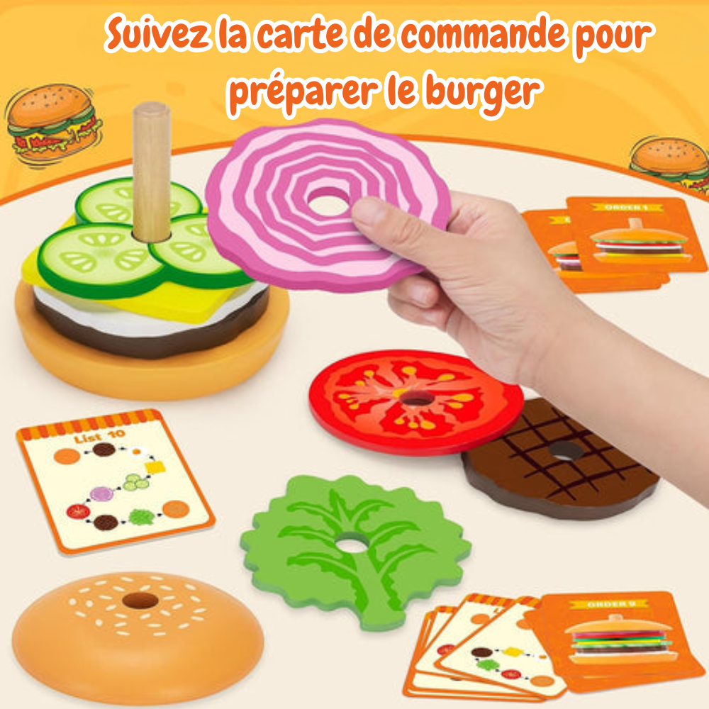 Jouet Burger à Empiler Montessori – Imaginer, Assembler, Grandir en S’Amusant