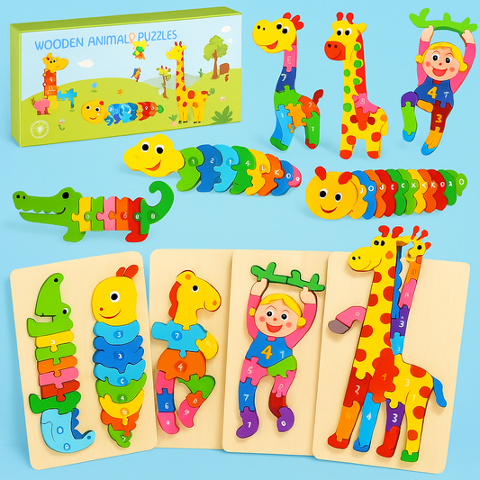 Puzzles d'Animaux Montessori – Éveillez la Curiosité et les Compétences Cognitives de Votre Enfant