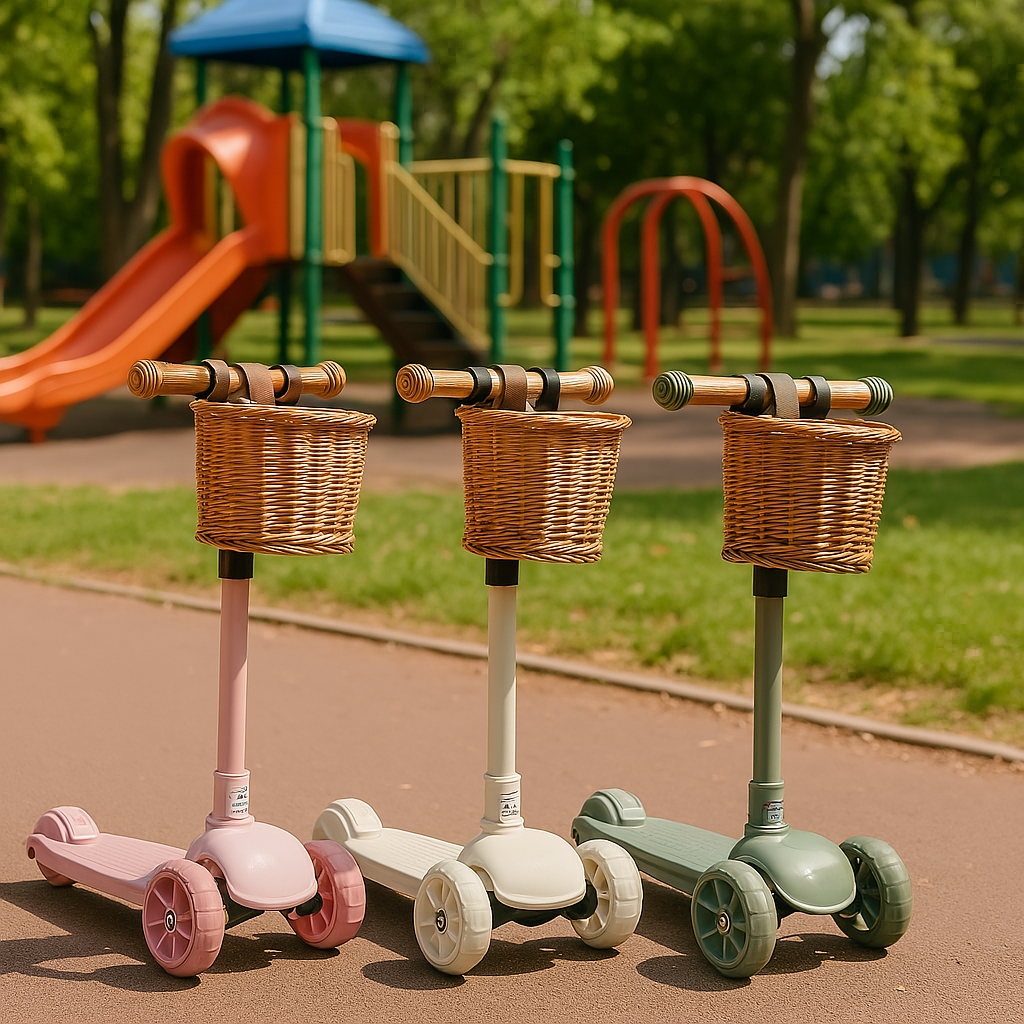 Trottinette 3 Roues avec Panier en Osier – Pour des Balades Enchantées
