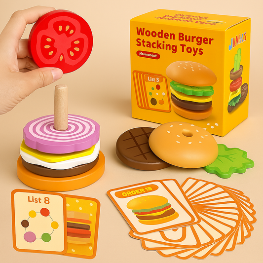 Jouet Burger à Empiler Montessori – Imaginer, Assembler, Grandir en S’Amusant
