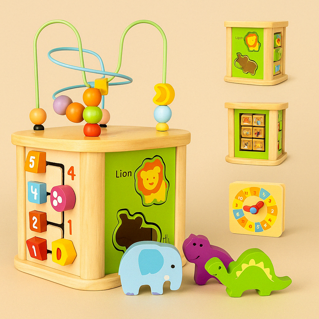 Cube d'Activités Montessori – Un Monde d'Éveil au Bout des Doigts