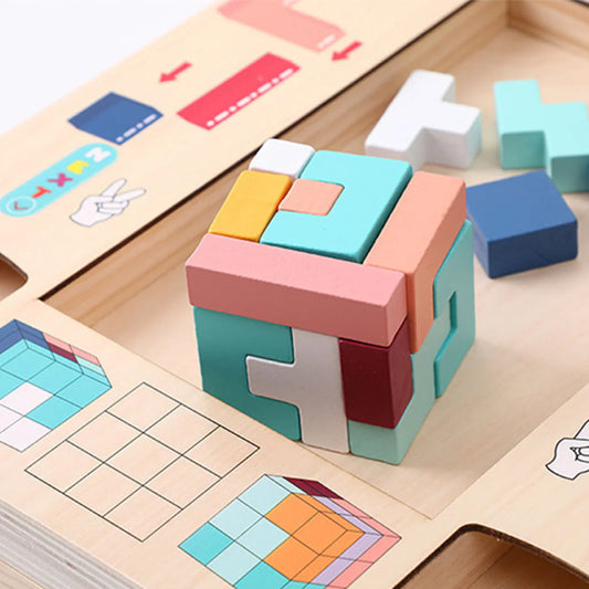 Puzzle Tetris en Bois Montessori – Un Jeu Classique pour Stimuler l'Esprit Logique
