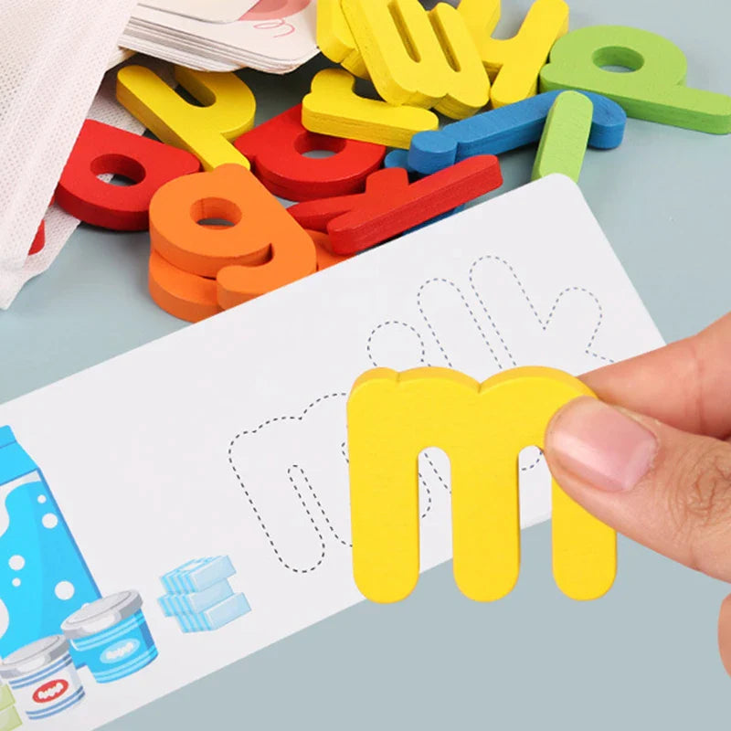 Jeu d’orthographe en bois Montessori : l’apprentissage des mots en s’amusant