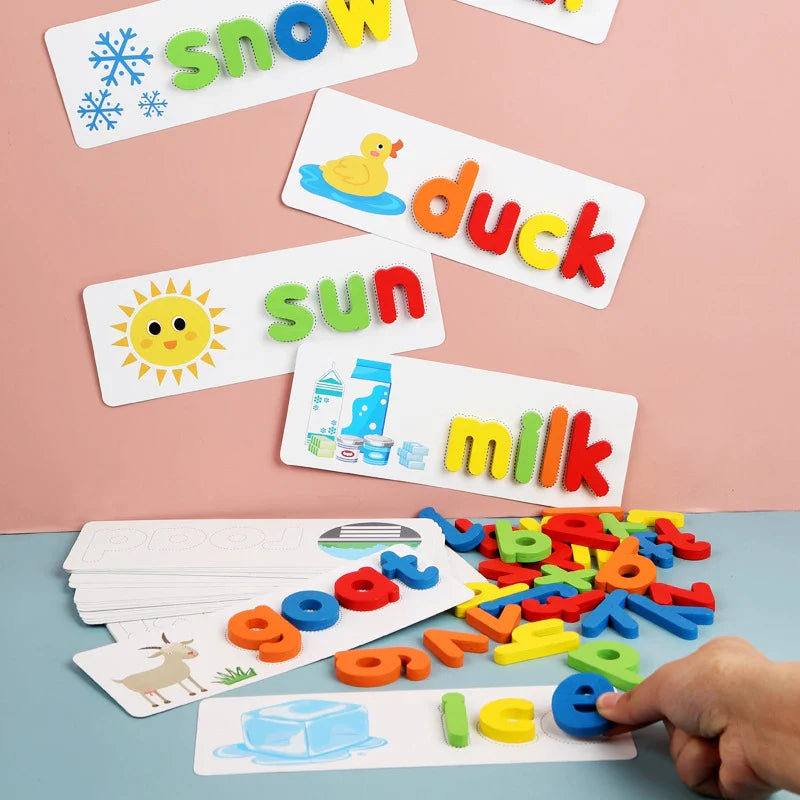 Jeu d’orthographe en bois Montessori : l’apprentissage des mots en s’amusant
