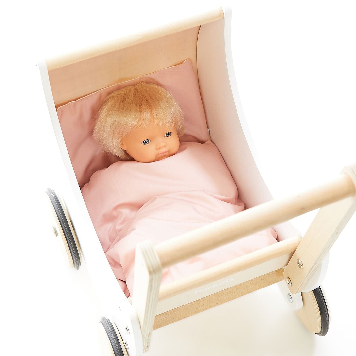 Poussette en Bois en Forme de Lune – Pour des Promenades Enchantées avec les Poupées