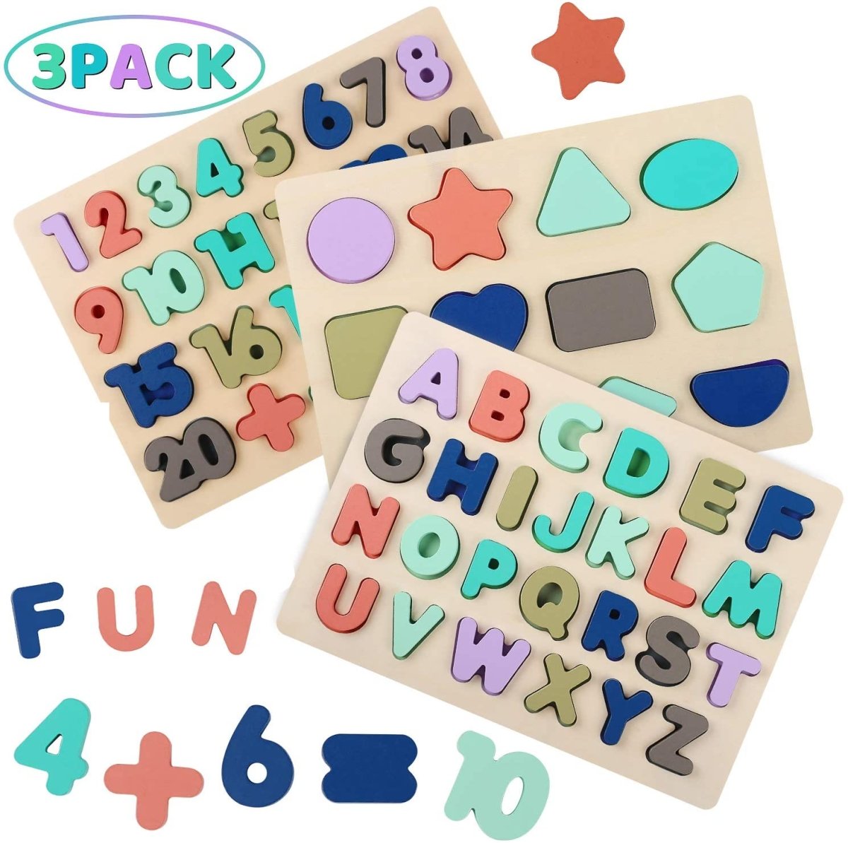 Ensemble de Puzzles Éducatifs Montessori – Un Trio Ludique pour un Apprentissage Précoce